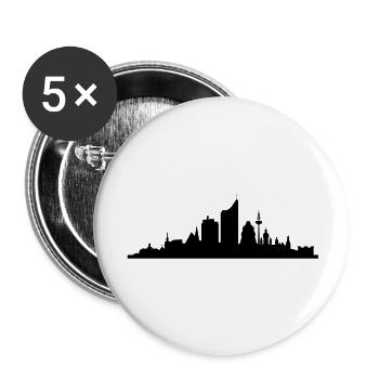 Skyline Leipzig central - Lot de 5 grands badges (56 mm) - blanc - Devant