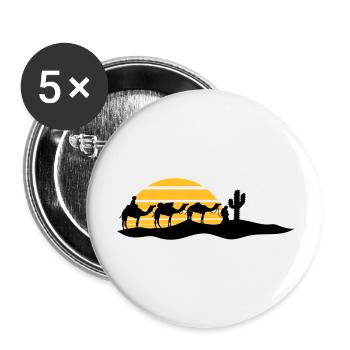 sonne streifen karawane haendler reise kaktus kame - Buttons groß 56 mm (5er Pack) - Weiß - Vorne