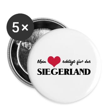 mein Herz schlägt für das Siegerland Siegen - Buttons groß 56 mm (5er Pack) - Weiß - Vorne
