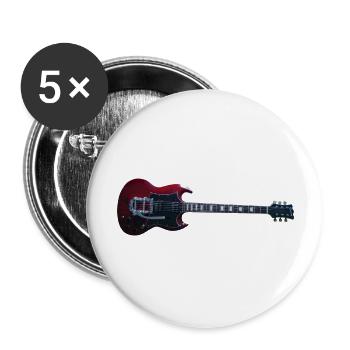 Guitare électrique forme SG - Lot de 5 grands badges (56 mm) - blanc - Devant