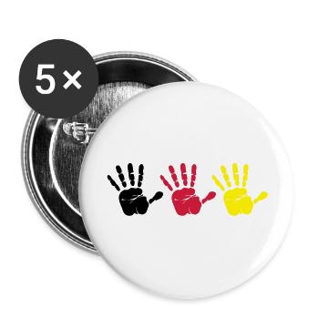 Empreinte de main Trio - Lot de 5 grands badges (56 mm) - blanc - Devant