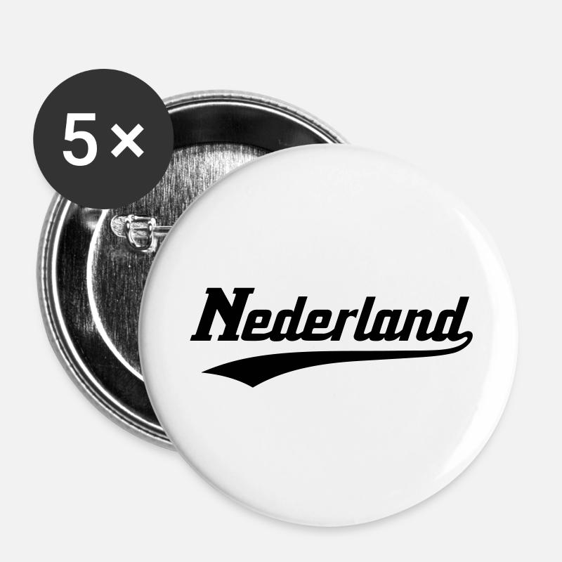 NEDERLAND ATHL - Buttons groß 56 mm (5er Pack) - Weiß