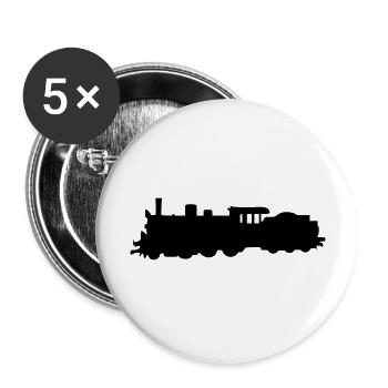 Dampflock - Steam Locomotive - Buttons groß 56 mm (5er Pack) - Weiß - Vorne