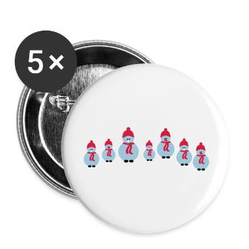 bonhomme de neige équipage - Lot de 5 grands badges (56 mm) - blanc - Devant
