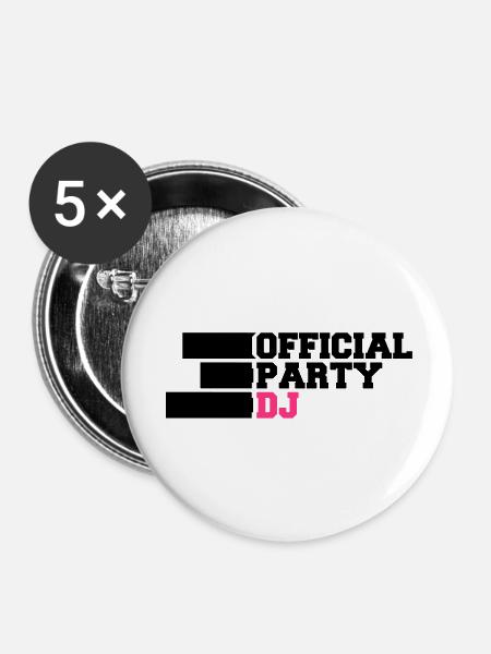 Official Party DJ - Buttons groß 56 mm (5er Pack) - Weiß