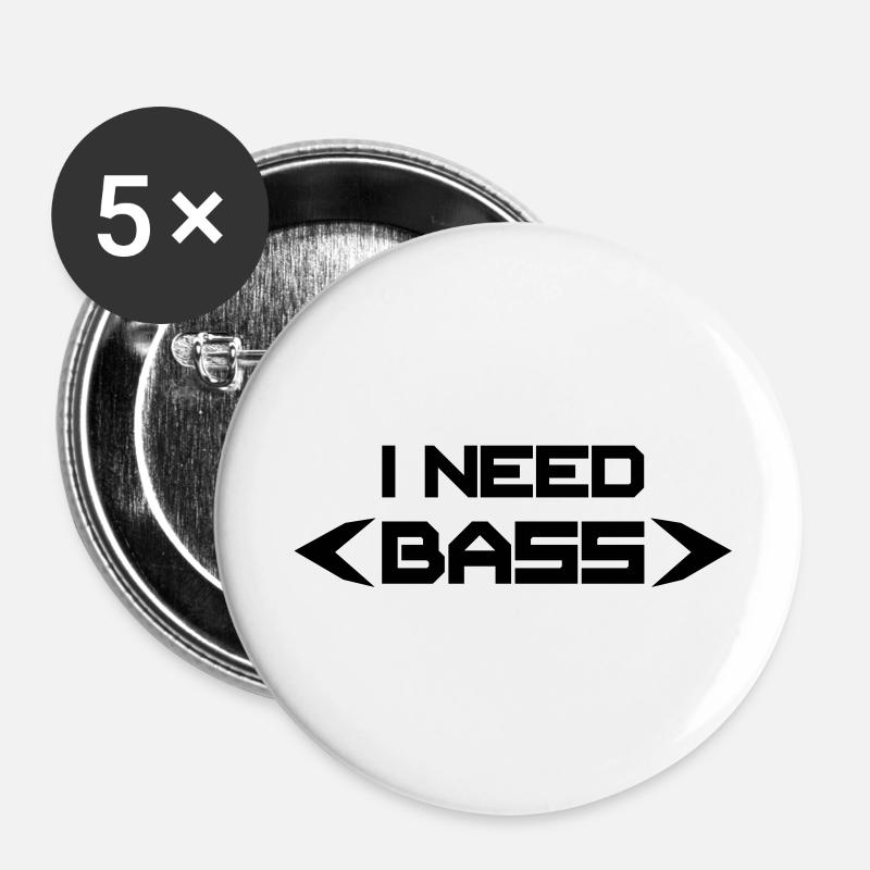 I Need Bass - Buttons large 2.2''/56 mm (5-pack) - white