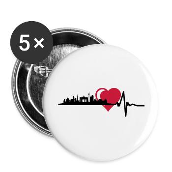 Berlin horizon impulsion cardiaque central - Lot de 5 grands badges (56 mm) - blanc - Devant