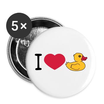 love i love heart squeaky duck rubber duck bath duck - Buttons large 2.2''/56 mm (5-pack) - white - Front
