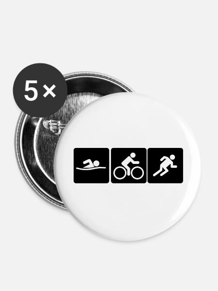 Swim Bike Run Triathlon - Buttons large 2.2''/56 mm (5-pack) - white