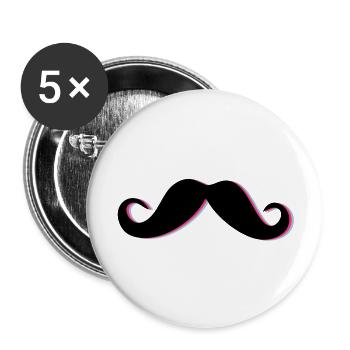Funky Mustache - Buttons groß 56 mm (5er Pack) - Weiß - Vorne