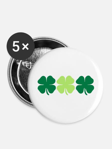 3 4 leaf clovers - Buttons groß 56 mm (5er Pack) - Weiß