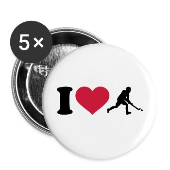 I love Field hockey - Buttons large 2.2''/56 mm (5-pack) - white - Front