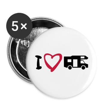J'aime mon mobil-home 2 - Lot de 5 grands badges (56 mm) - blanc - Devant