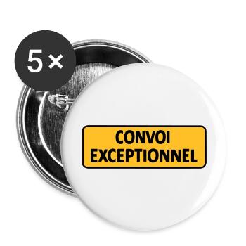 Convoi Exeptionnel - Lot de 5 grands badges (56 mm) - blanc - Devant