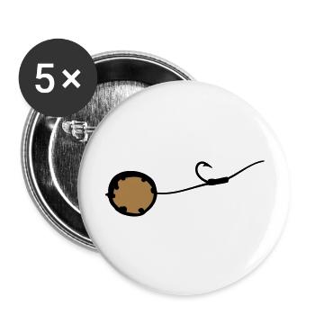(haken_mit_boilie_2c) - Buttons groß 56 mm (5er Pack) - Weiß - Vorne