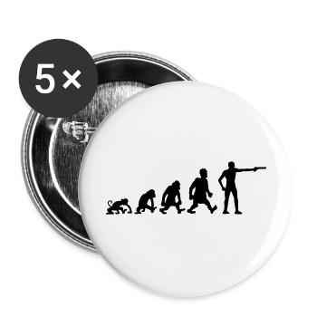 Zeichnen Evolution Spaß Sport Schießen Pistole Hum - Buttons groß 56 mm (5er Pack) - Weiß - Vorne