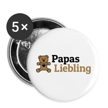 Papas Liebling - Buttons groß 56 mm (5er Pack) - Weiß - Vorne