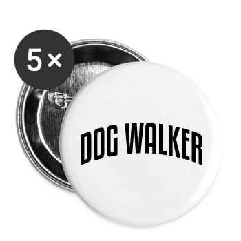 dog walker stylish arched text logo - Buttons large 2.2''/56 mm (5-pack) - white - Front
