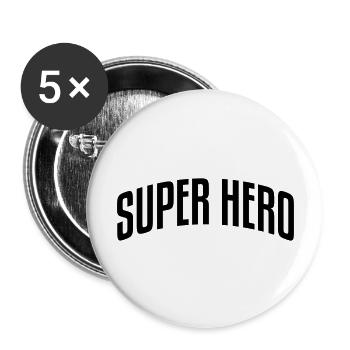 super hero stylish arched text logo copy - Buttons large 2.2''/56 mm (5-pack) - white - Front