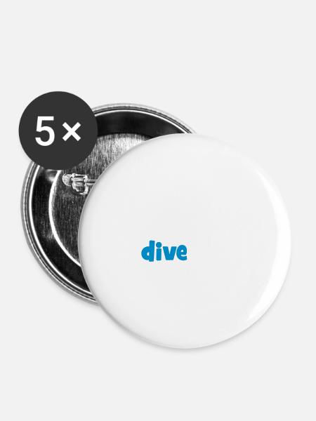 tauchen - Buttons groß 56 mm (5er Pack) - Weiß