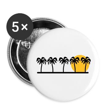 Palmen - Buttons groß 56 mm (5er Pack) - Weiß - Vorne