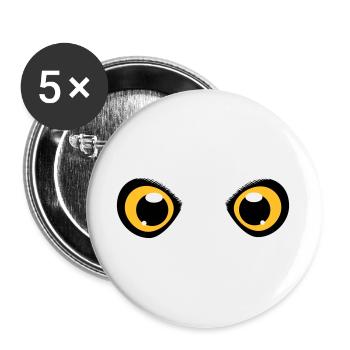 zwei leuchtende Augen einer Eule - Buttons groß 56 mm (5er Pack) - Weiß - Vorne
