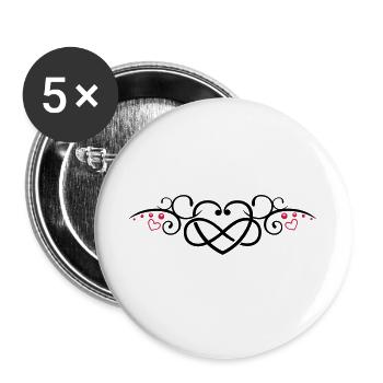Heart with infinity symbol, Tribal & tattoo style - Buttons large 2.2''/56 mm (5-pack) - white - Front