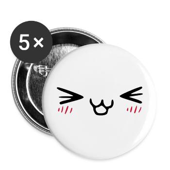 kawaii_face_4 - Buttons groß 56 mm (5er Pack) - Weiß - Vorne