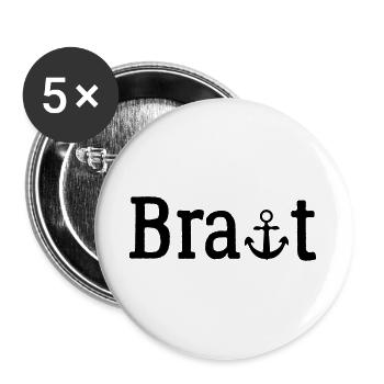 Braut Outfit | Maritim mit Anker | Junggesellinnen - Buttons groß 56 mm (5er Pack) - Weiß - Vorne