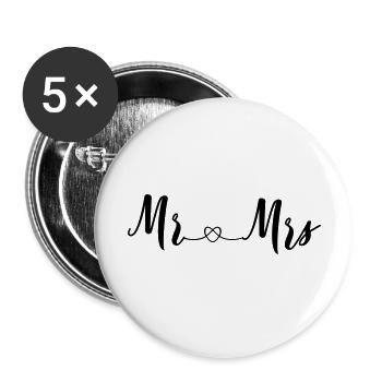 mr_and_mrs_2_hearts - Lot de 5 grands badges (56 mm) - blanc - Devant