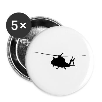 helikopter silhouette - Buttons groß 56 mm (5er Pack) - Weiß - Vorne