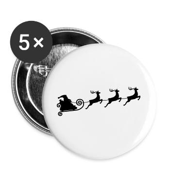 Rentierschlittenfahrt - Buttons groß 56 mm (5er Pack) - Weiß - Vorne