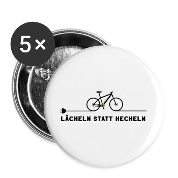 Ebike E-Bike Pedelec Geschenk Fahrrad eMTB - Buttons groß 56 mm (5er Pack) - Weiß - Vorne