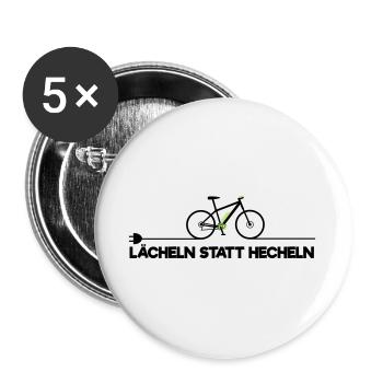 Ebike E-Bike Pedelec Geschenk Fahrrad eMTB - Buttons groß 56 mm (5er Pack) - Weiß - Vorne