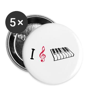 I love Piano, Klavier - Buttons groß 56 mm (5er Pack) - Weiß - Vorne