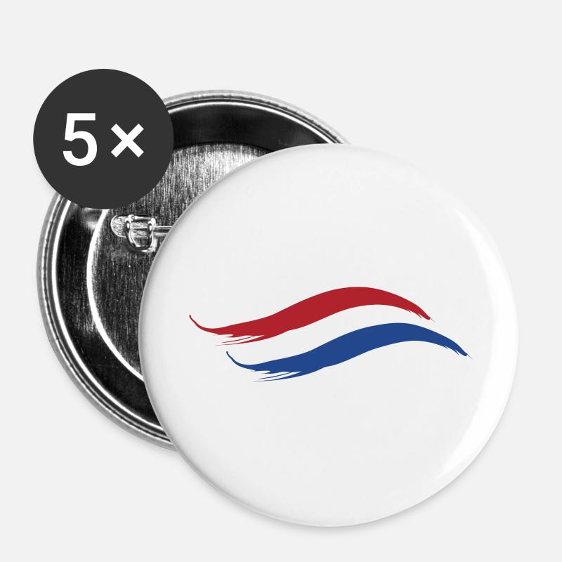 NETHERLANDS NATIONAL FLAG - Buttons large 2.2''/56 mm (5-pack) - white