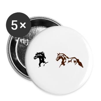 Chevaux, poneys, animaux, étalon, - Lot de 5 grands badges (56 mm) - blanc - Devant