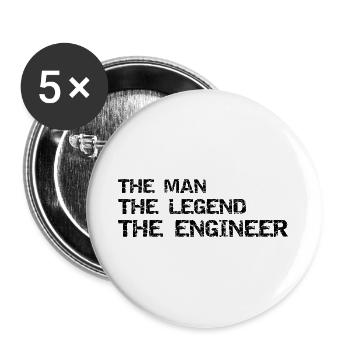 The Man the Legend the Engineer - Buttons groß 56 mm (5er Pack) - Weiß - Vorne