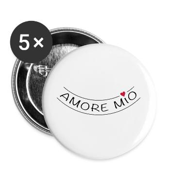 Amore mio | Vectorgraphic = Change Color ! *** - Buttons groß 56 mm (5er Pack) - Weiß - Vorne