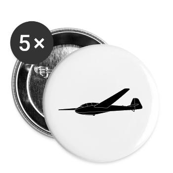 Bergfalke 2 schwarz Segelflugzeug Oldtimer gleiten - Buttons groß 56 mm (5er Pack) - Weiß - Vorne