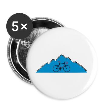 Radfahren: Die Grand Cols - Buttons groß 56 mm (5er Pack) - Weiß - Vorne