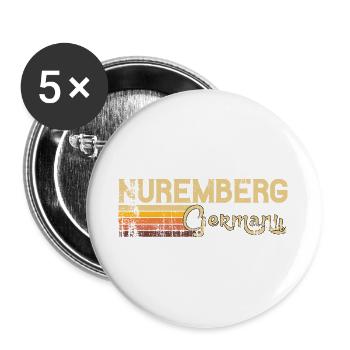 Retro Design Nürnberg Germany Shirt Vintage 70s - Buttons groß 56 mm (5er Pack) - Weiß - Vorne