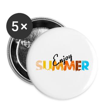 Enjoy Summer - Buttons groß 56 mm (5er Pack) - Weiß - Vorne