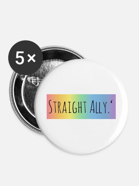 Straight Ally <3 - Buttons groß 56 mm (5er Pack) - Weiß