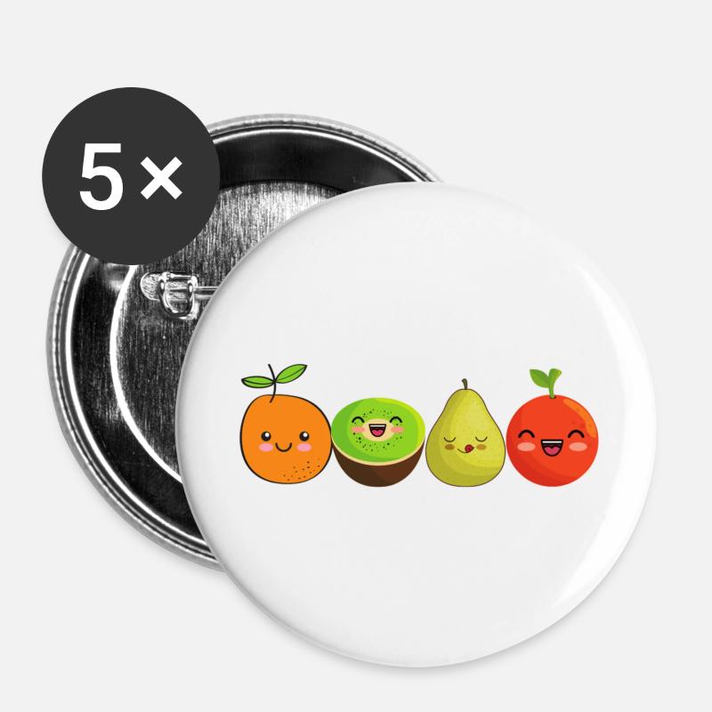 Funny fruit in a row - Buttons large 2.2''/56 mm (5-pack) - white