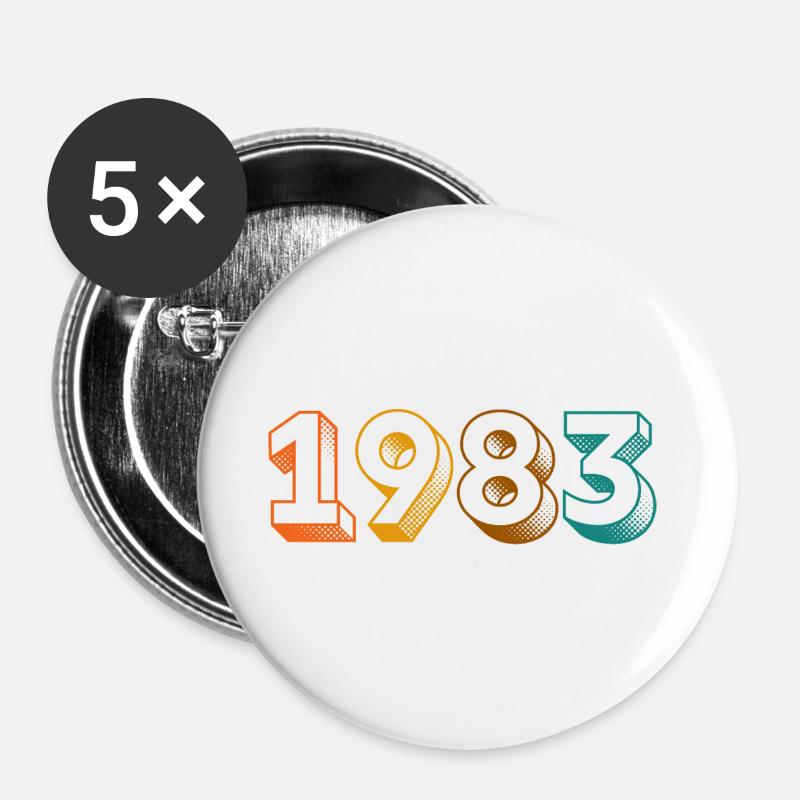 VINTAGE 1983 - Buttons large 2.2''/56 mm (5-pack) - white