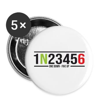 Motorcycle Gears 1N23456 One Down-Five Up - Buttons large 2.2''/56 mm (5-pack) - white - Front