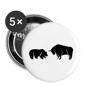 Bär gegen Bulle - Das Symbolbild der Börse - Buttons groß 56 mm (5er Pack) - Weiß - Vorne