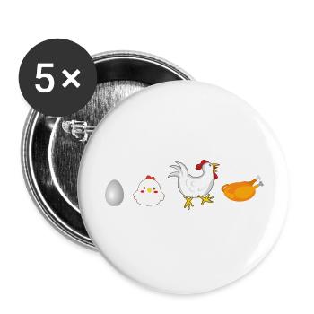 évolution œuf poulet coq poule original - Lot de 5 grands badges (56 mm) - blanc - Devant