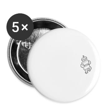 Evolution Roboter Geschenkidee - Buttons groß 56 mm (5er Pack) - Weiß - Vorne